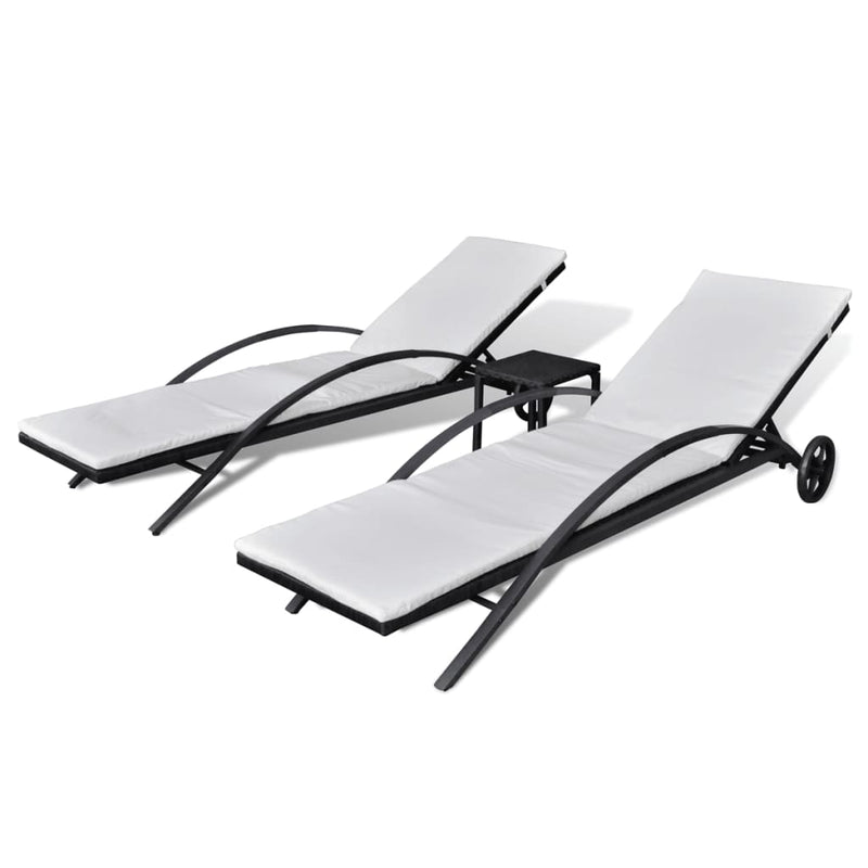 Ligbedden met tafel poly rattan zwart MeubelReus