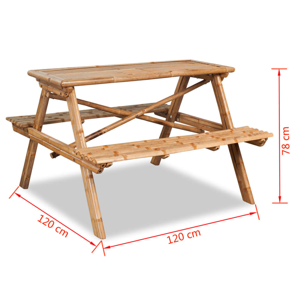 Picknicktafel 120x120x78 cm bamboe MeubelReus