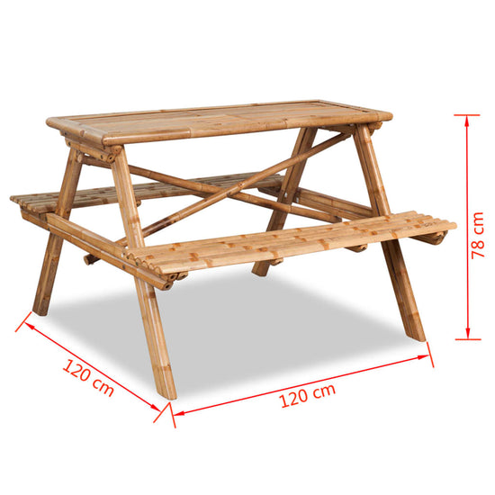 Picknicktafel 120x120x78 cm bamboe MeubelReus