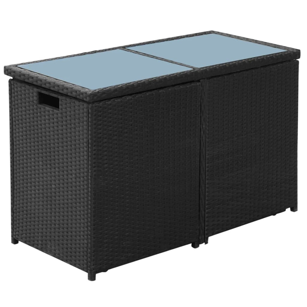 3-delige Bistroset met kussens poly rattan zwart MeubelReus