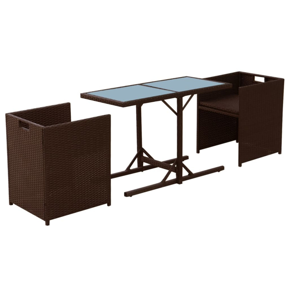 3-delige Bistroset met kussens poly rattan bruin MeubelReus
