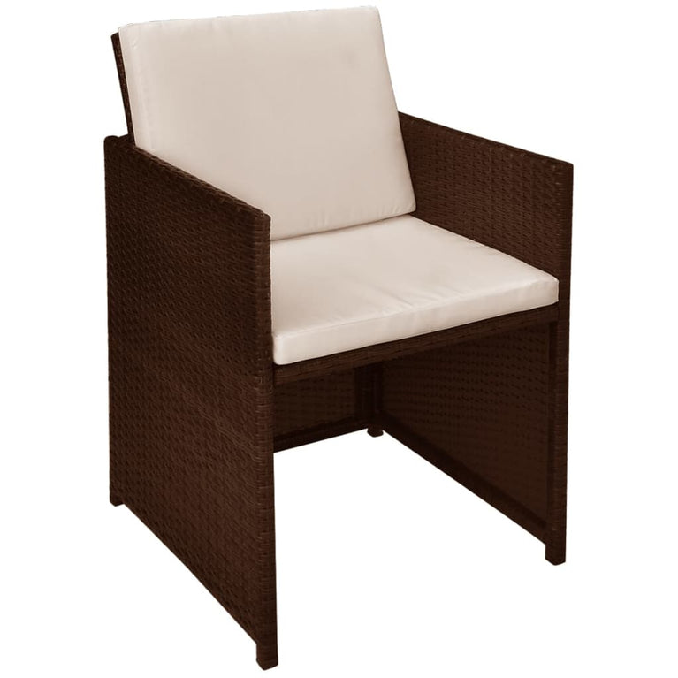 3-delige Bistroset met kussens poly rattan bruin MeubelReus
