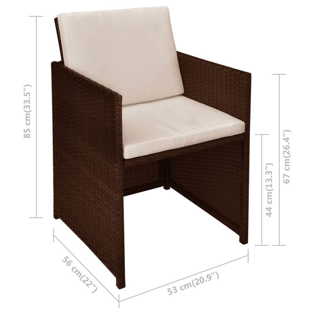 3-delige Bistroset met kussens poly rattan bruin MeubelReus