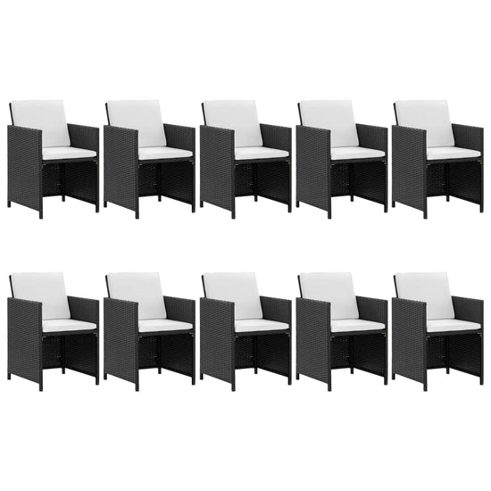 11-delige Tuinset met kussens poly rattan zwart MeubelReus