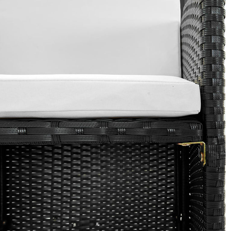 11-delige Tuinset met kussens poly rattan zwart MeubelReus