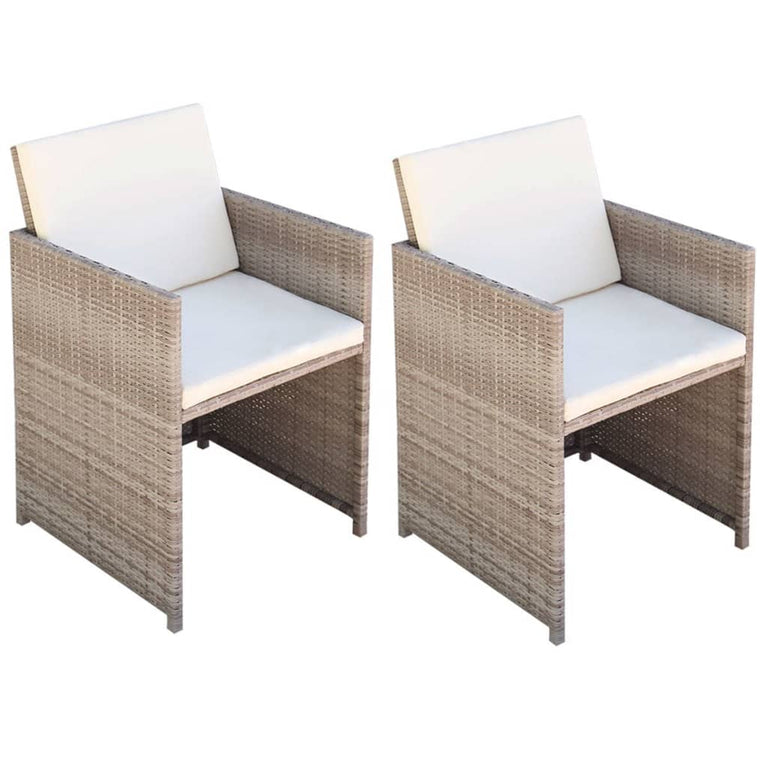 Tuinstoelen 2 st met kussens poly rattan beige MeubelReus