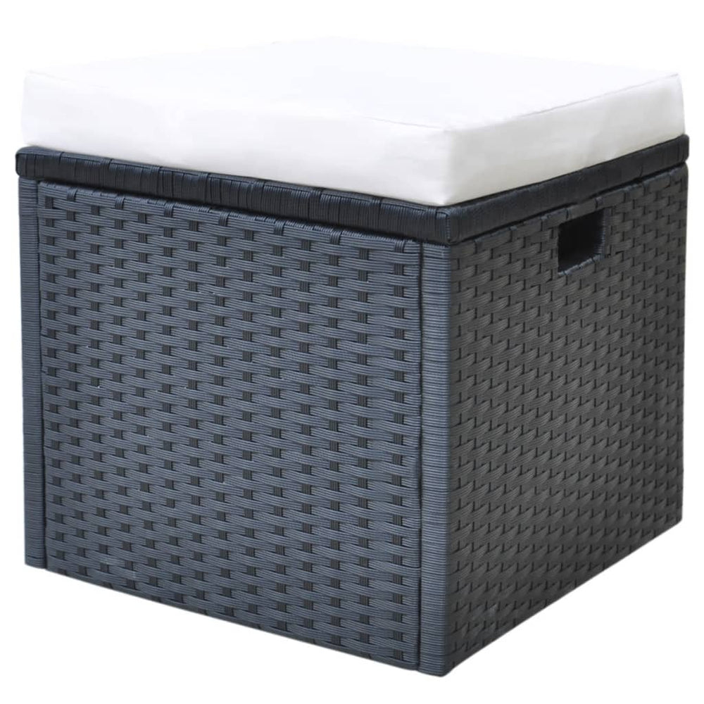 6-delige Tuinset met kussens poly rattan zwart MeubelReus