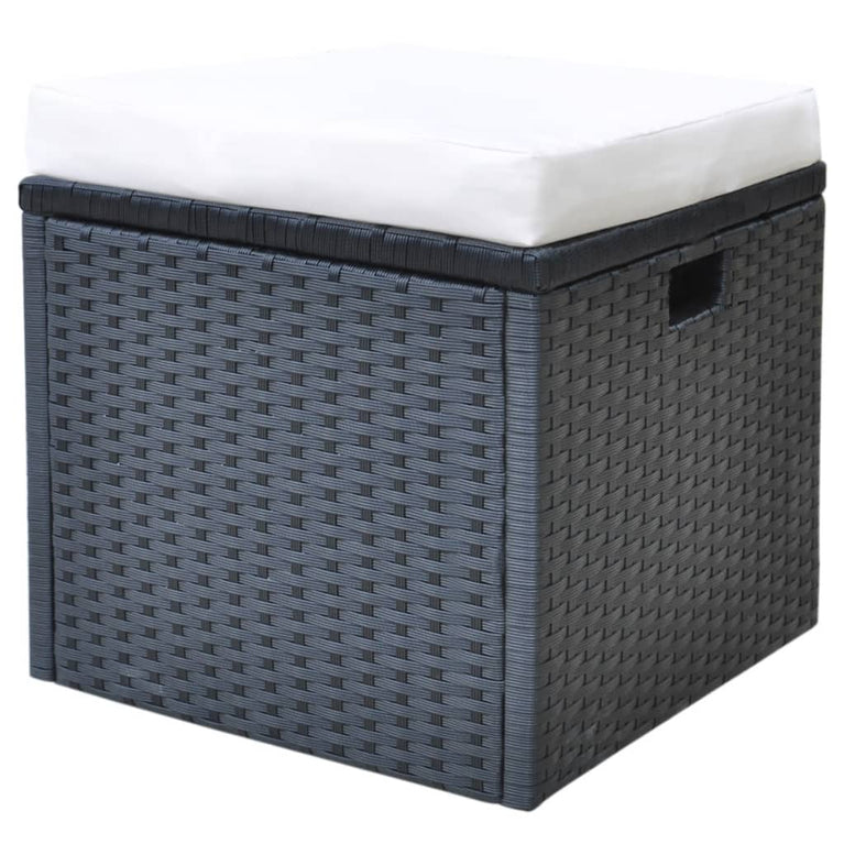 6-delige Tuinset met kussens poly rattan zwart MeubelReus