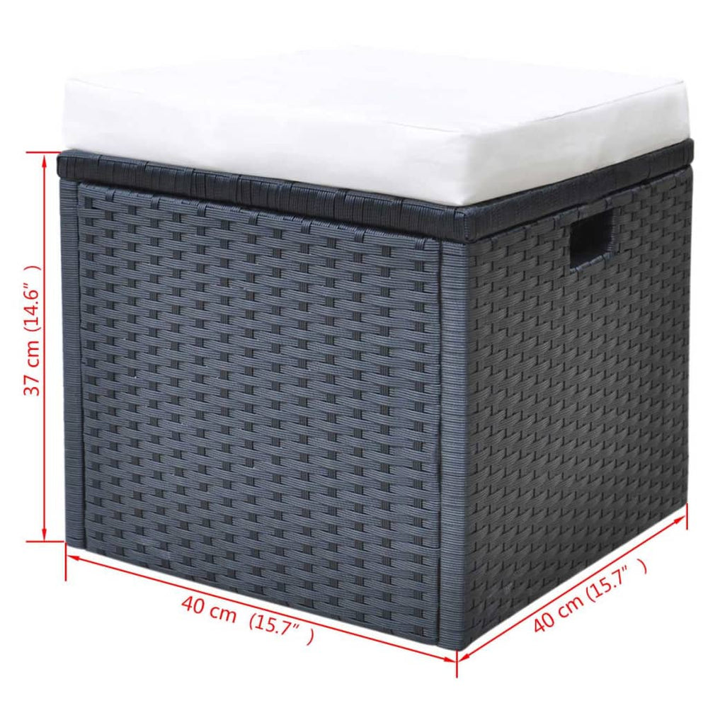 6-delige Tuinset met kussens poly rattan zwart MeubelReus