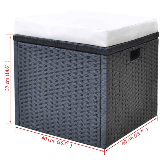 6-delige Tuinset met kussens poly rattan zwart MeubelReus