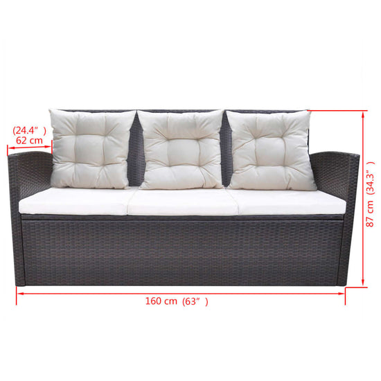 6-delige Tuinset met kussens poly rattan bruin MeubelReus