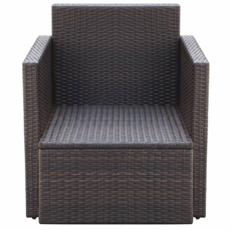 Tuinstoel met kussens poly rattan bruin MeubelReus