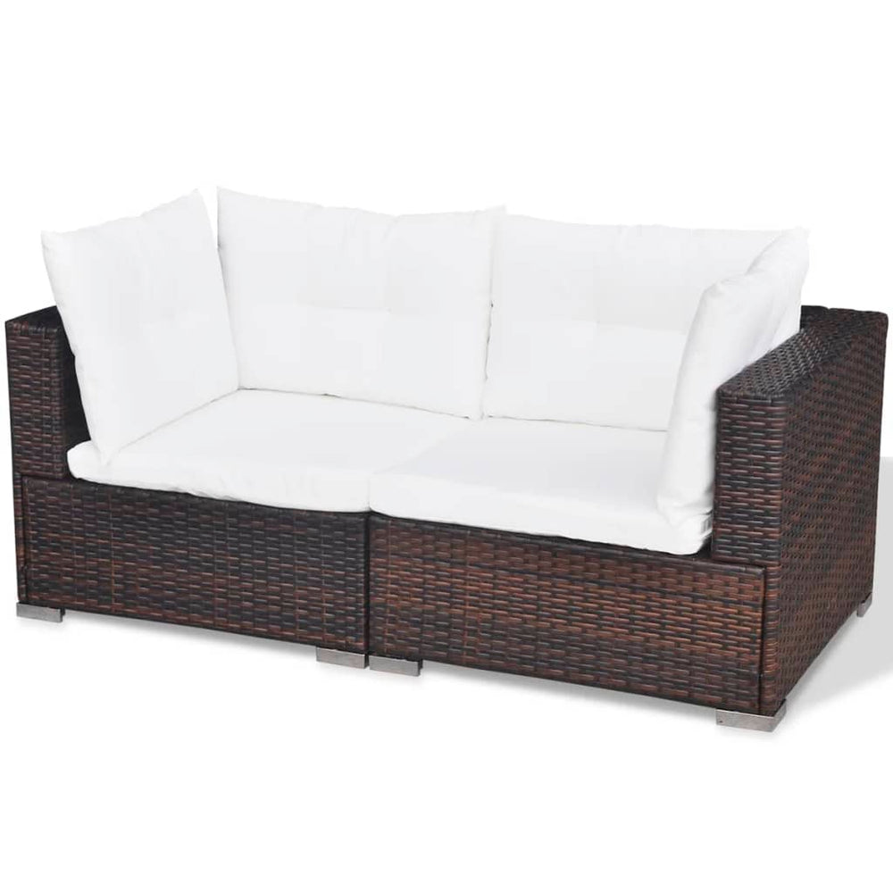 6-delige Loungeset met kussens poly rattan bruin MeubelReus