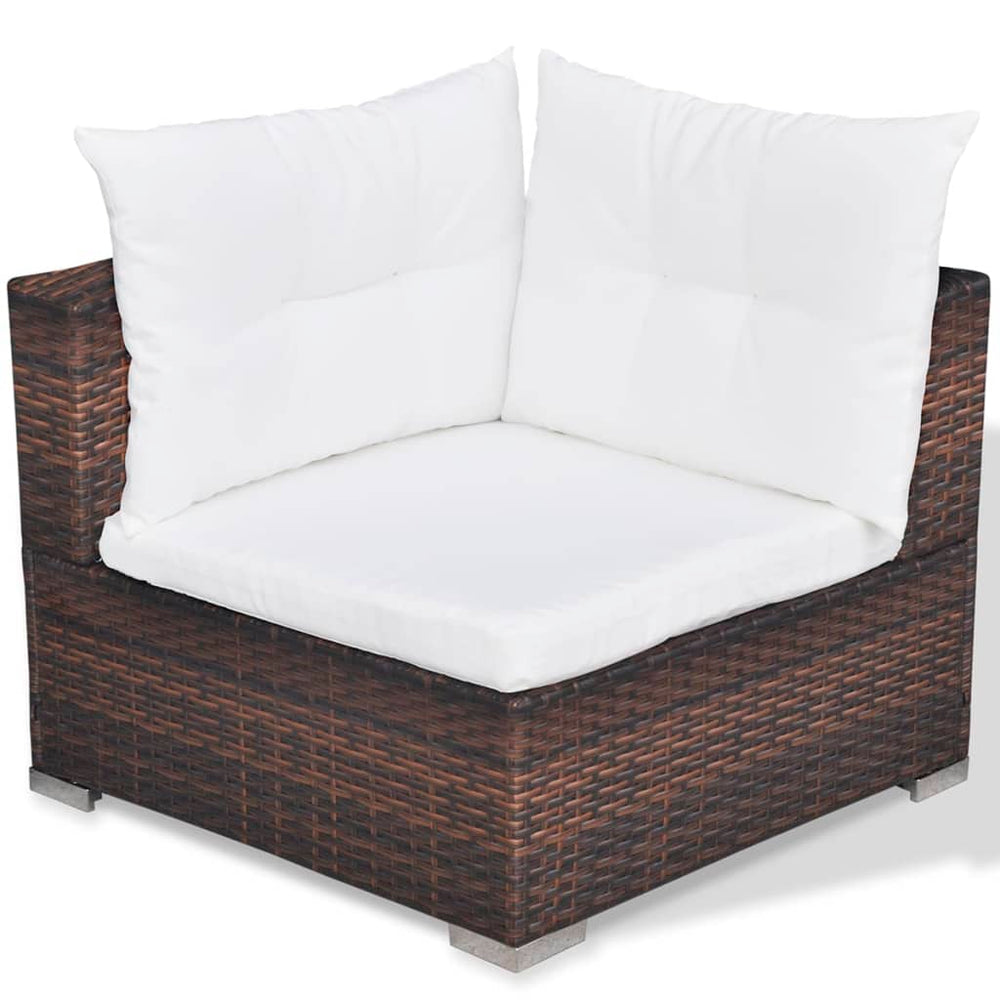 6-delige Loungeset met kussens poly rattan bruin MeubelReus