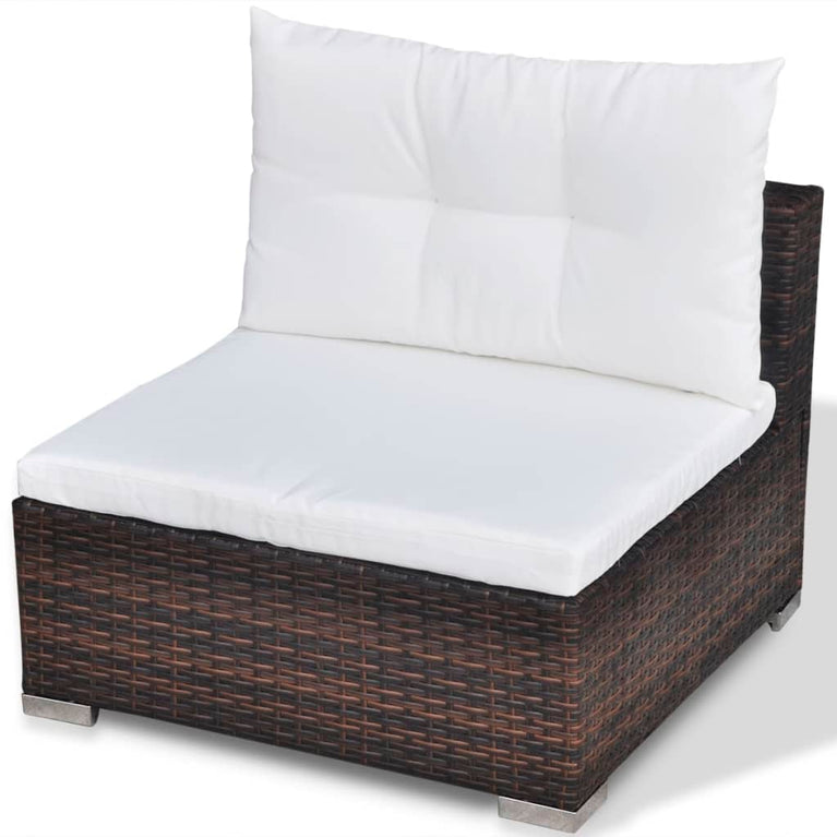 6-delige Loungeset met kussens poly rattan bruin MeubelReus