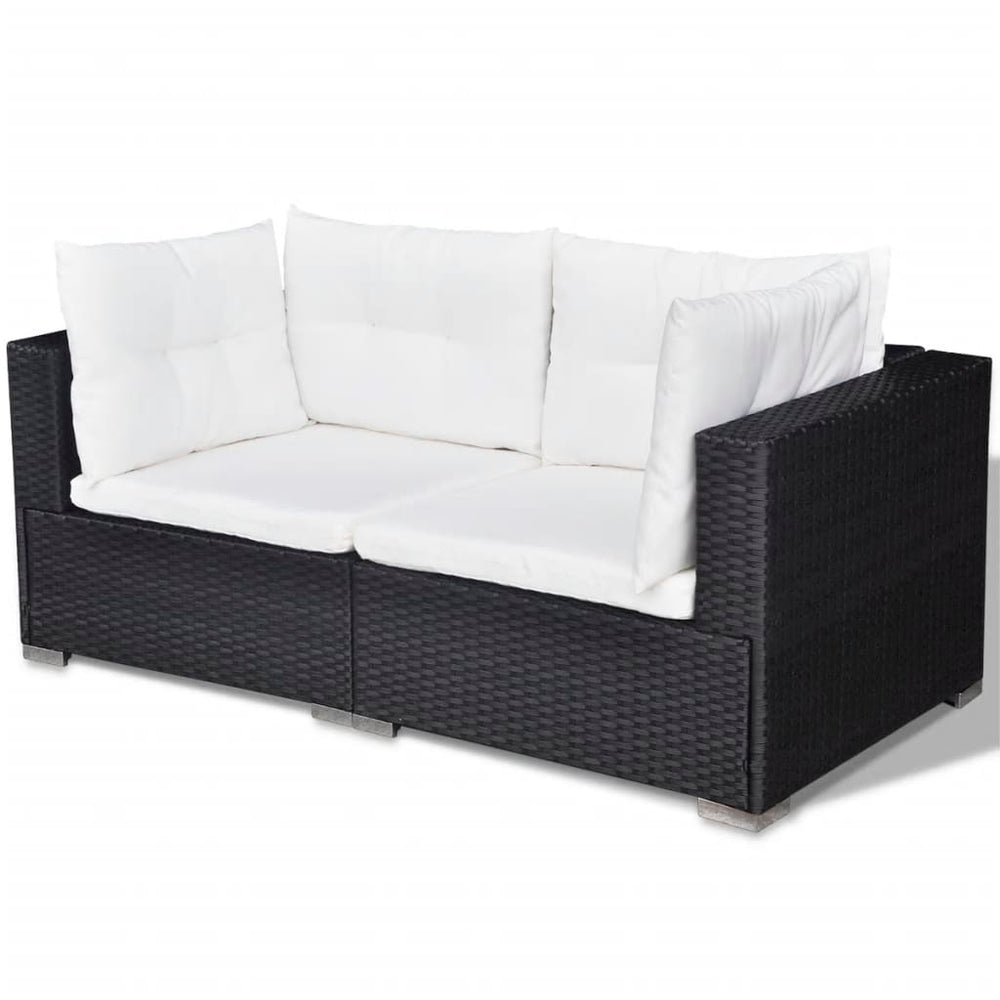 6-delige Loungeset met kussens poly rattan zwart MeubelReus