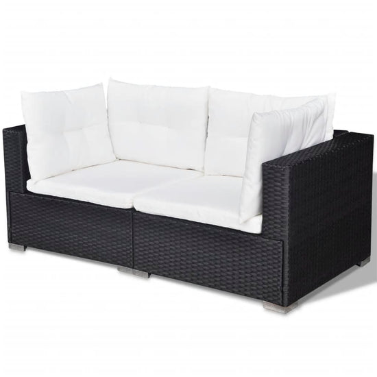 6-delige Loungeset met kussens poly rattan zwart MeubelReus