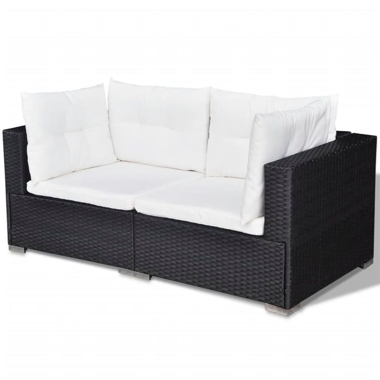 6-delige Loungeset met kussens poly rattan zwart MeubelReus