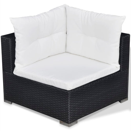6-delige Loungeset met kussens poly rattan zwart MeubelReus