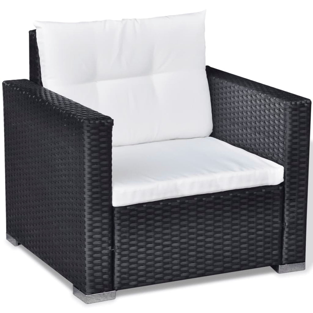 6-delige Loungeset met kussens poly rattan zwart MeubelReus