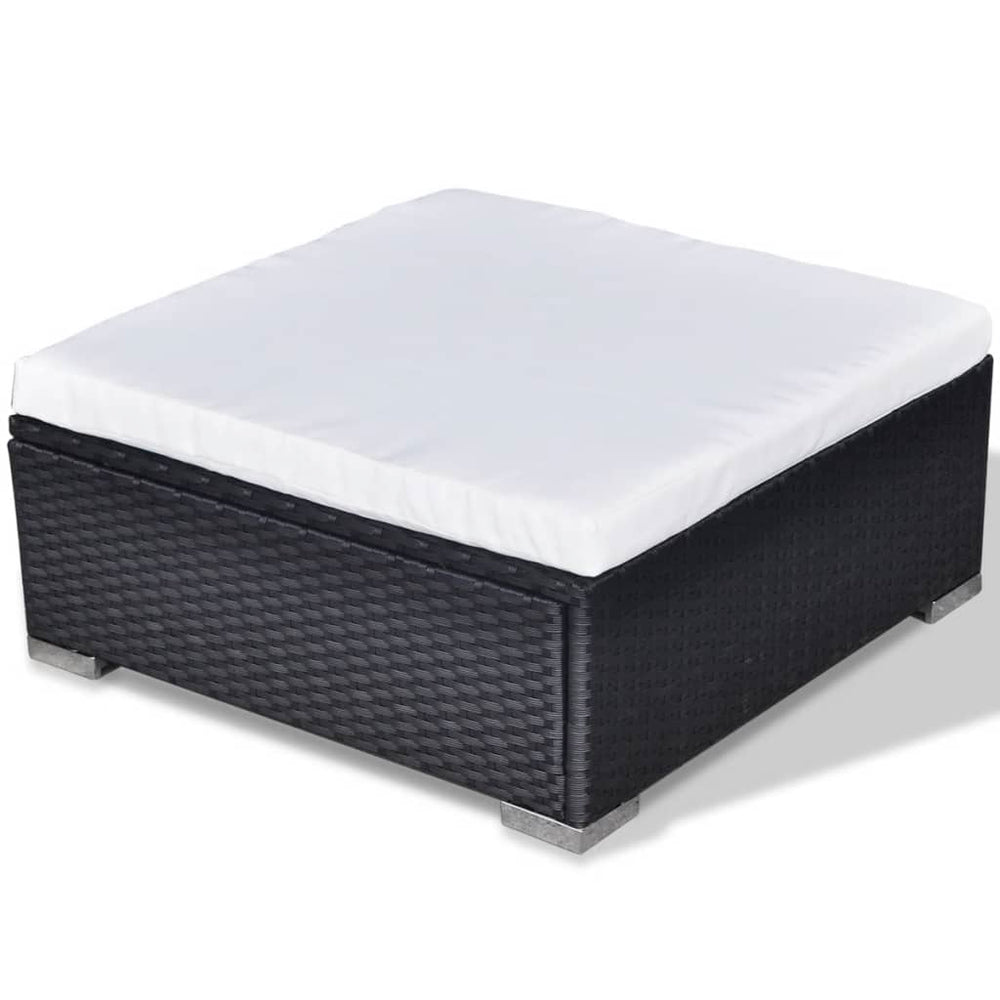 6-delige Loungeset met kussens poly rattan zwart MeubelReus