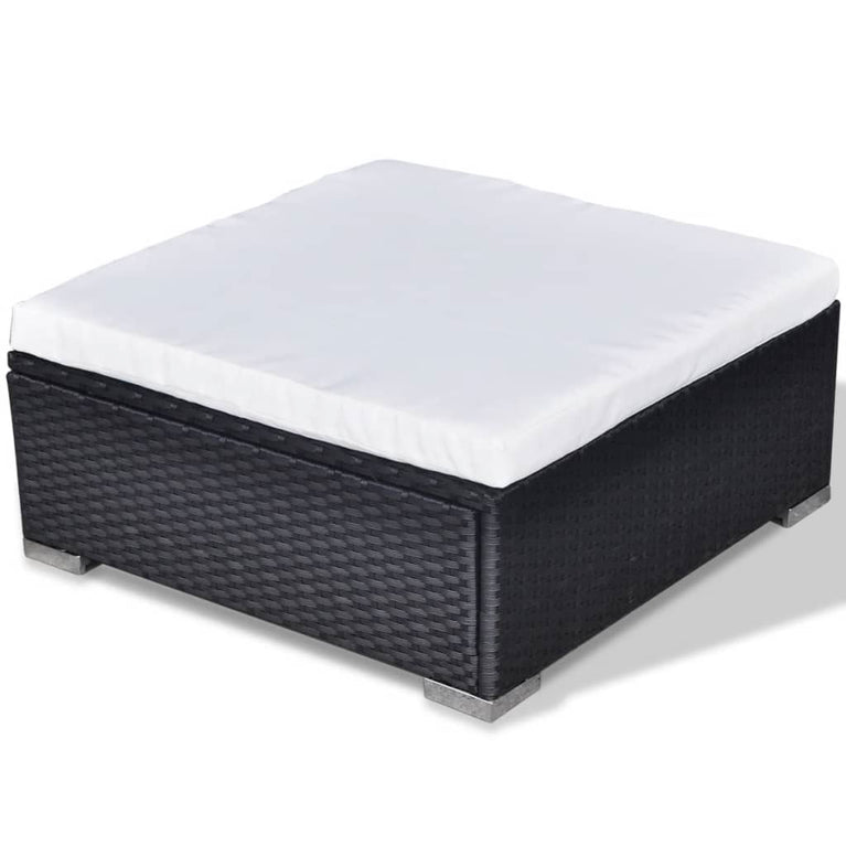 6-delige Loungeset met kussens poly rattan zwart MeubelReus