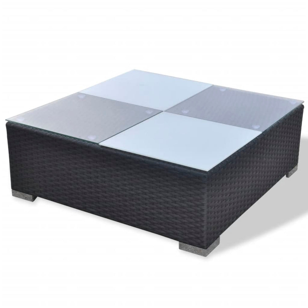 6-delige Loungeset met kussens poly rattan zwart MeubelReus