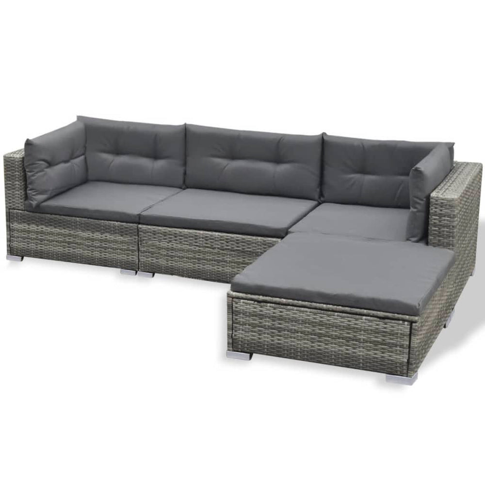 6-delige Loungeset met kussens poly rattan grijs MeubelReus