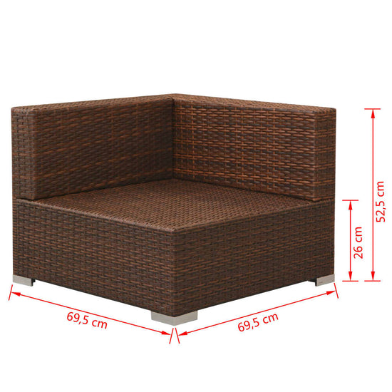 3-delige Loungeset met kussens poly rattan bruin MeubelReus