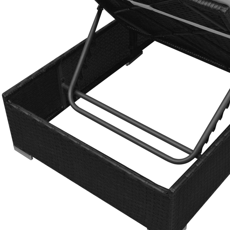 3-delige Loungeset met kussens poly rattan zwart MeubelReus