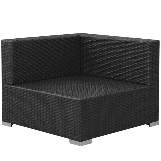 3-delige Loungeset met kussens poly rattan zwart MeubelReus
