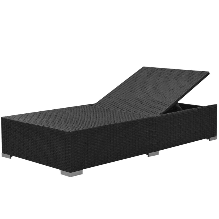 3-delige Loungeset met kussens poly rattan zwart MeubelReus