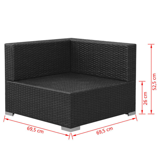 3-delige Loungeset met kussens poly rattan zwart MeubelReus