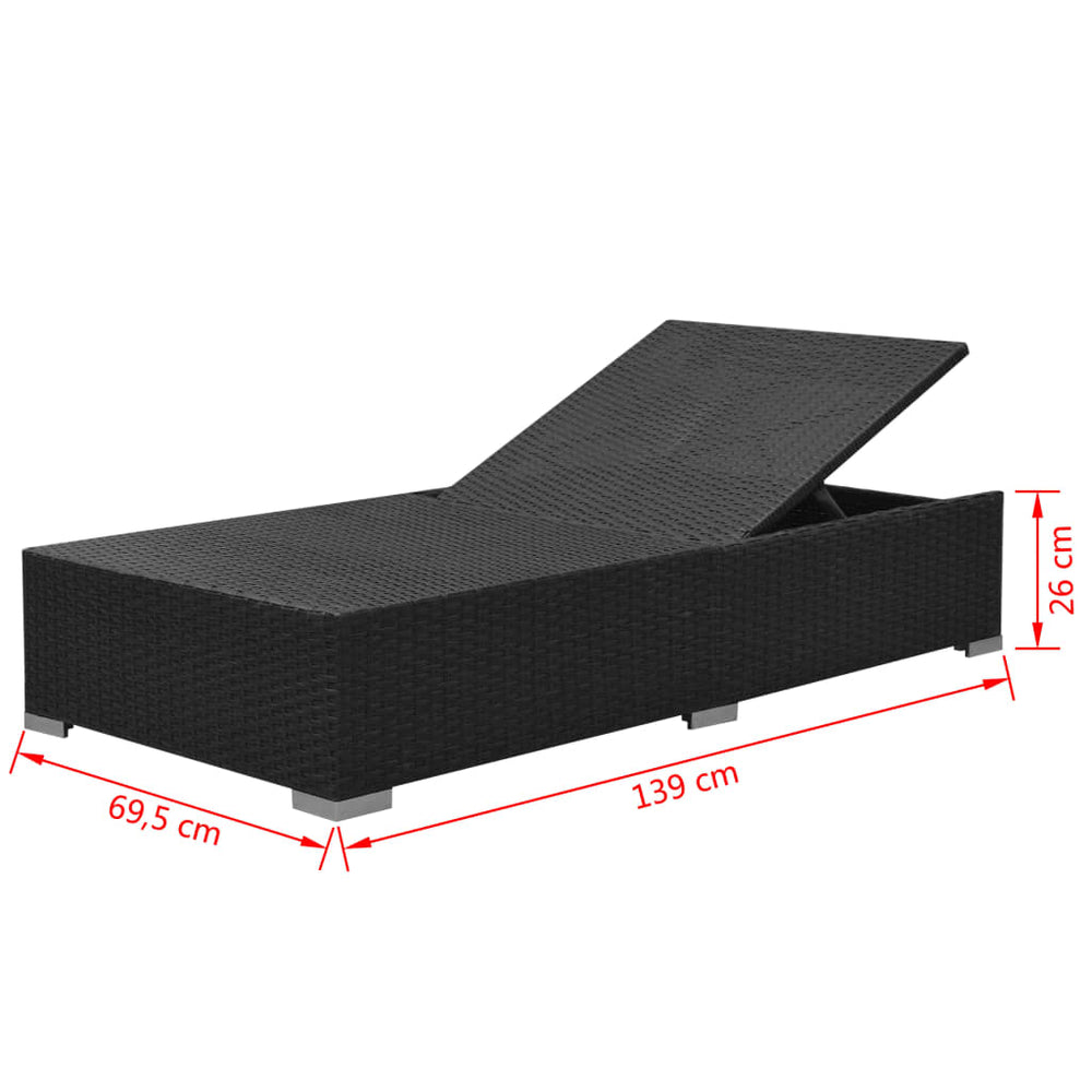 3-delige Loungeset met kussens poly rattan zwart MeubelReus