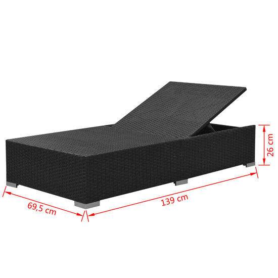 3-delige Loungeset met kussens poly rattan zwart MeubelReus