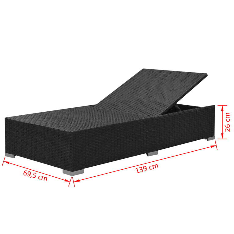 3-delige Loungeset met kussens poly rattan zwart MeubelReus