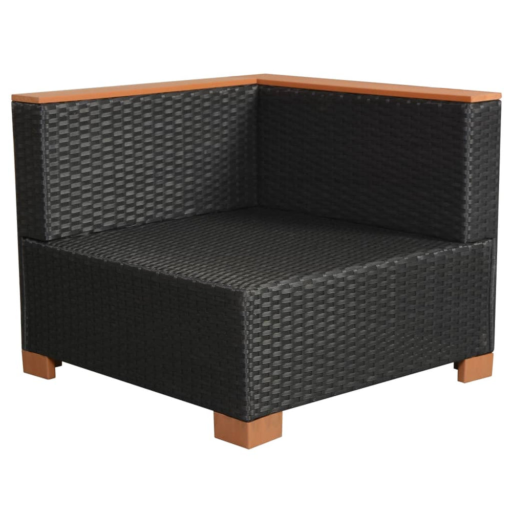 6-delige Loungeset met kussens poly rattan zwart MeubelReus