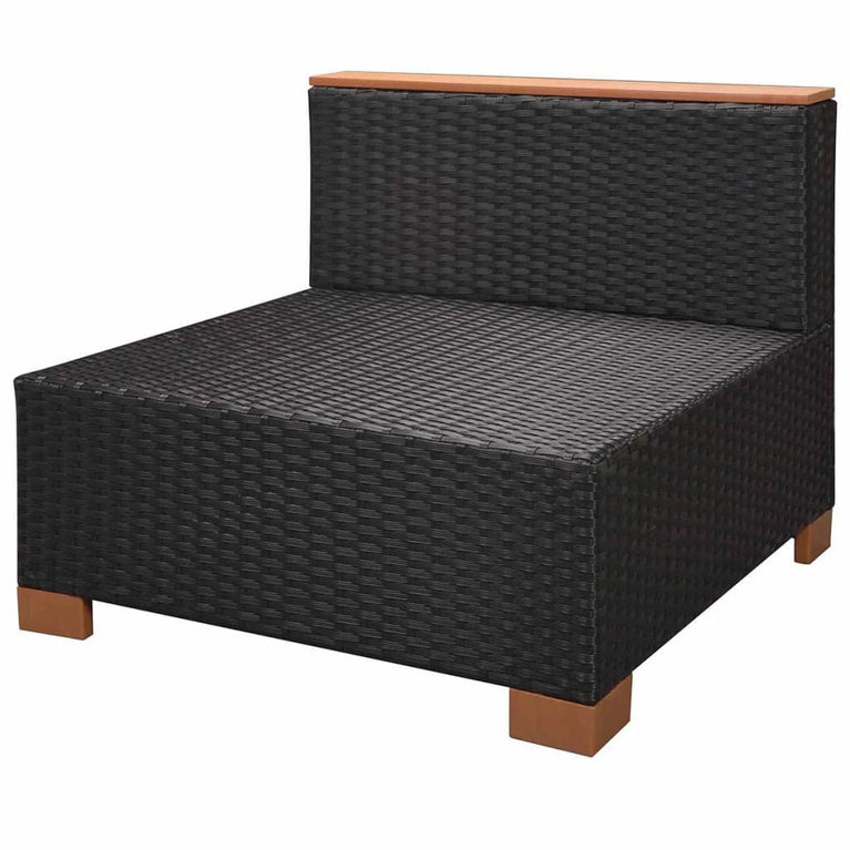 7-delige Loungeset met kussens poly rattan zwart MeubelReus