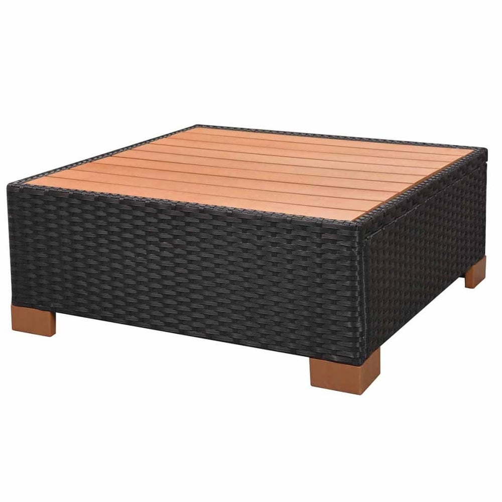 7-delige Loungeset met kussens poly rattan zwart MeubelReus