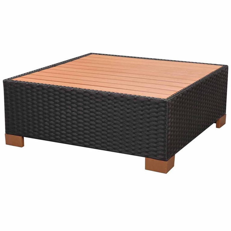 8-delige Loungeset met kussens poly rattan zwart MeubelReus