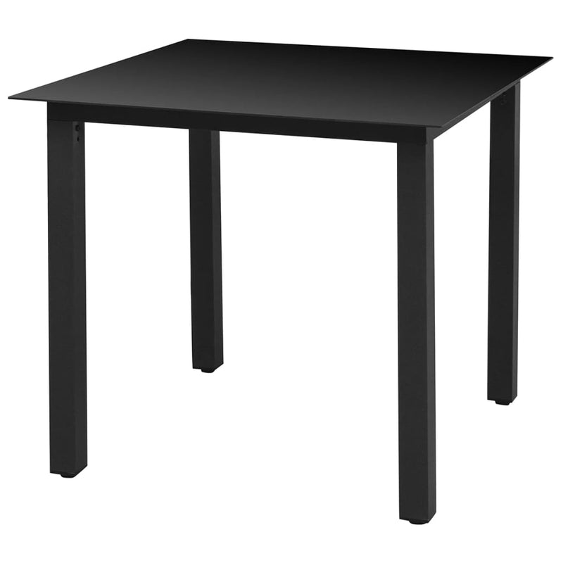 Tuintafel 80x80x74 cm aluminium en glas zwart MeubelReus