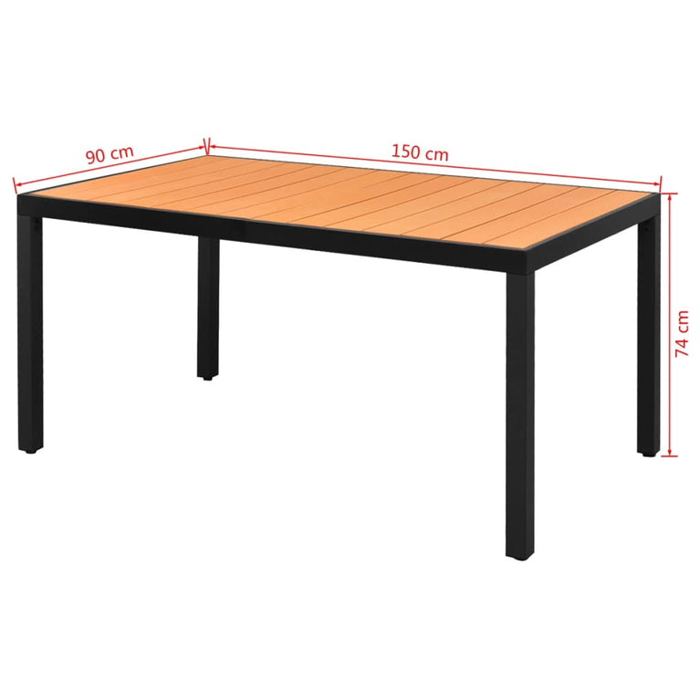 Tuintafel 150x90x74 cm aluminium en HKC bruin MeubelReus