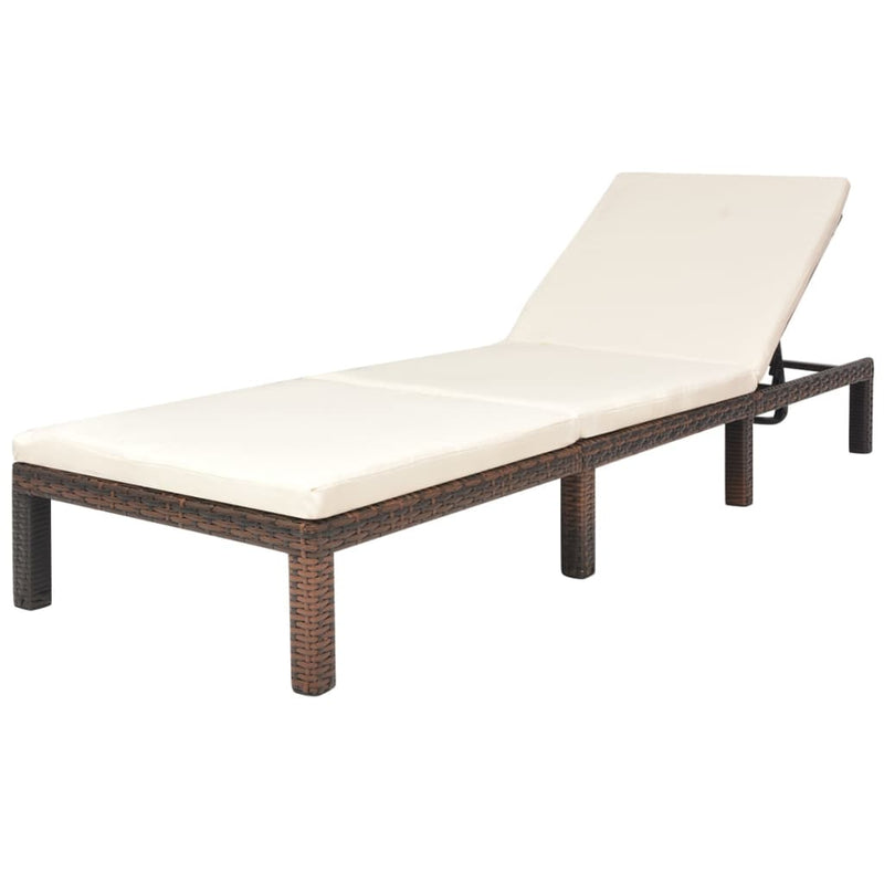 Ligbed met kussen poly rattan bruin MeubelReus