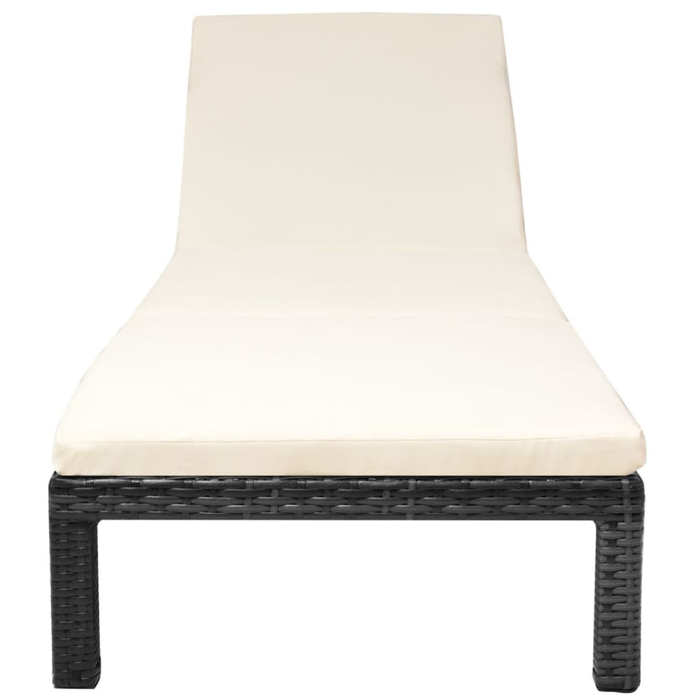 Ligbed met kussen poly rattan zwart MeubelReus
