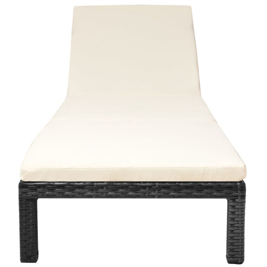 Ligbed met kussen poly rattan zwart MeubelReus