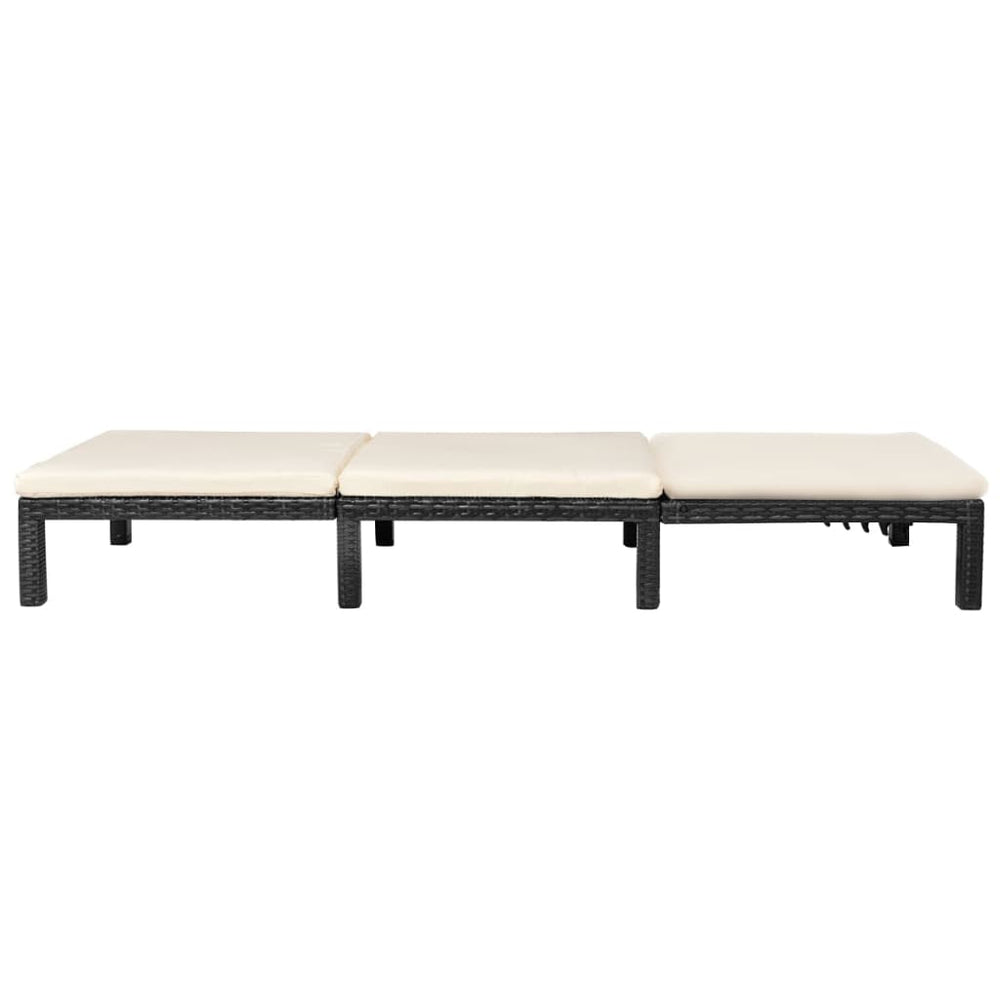 Ligbed met kussen poly rattan zwart MeubelReus