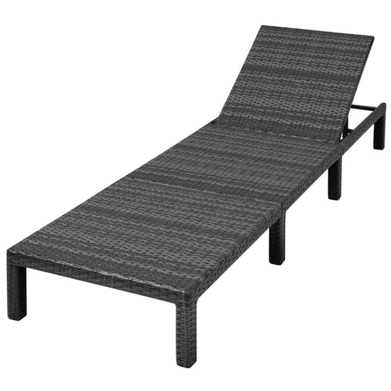 Ligbed met kussen poly rattan zwart MeubelReus