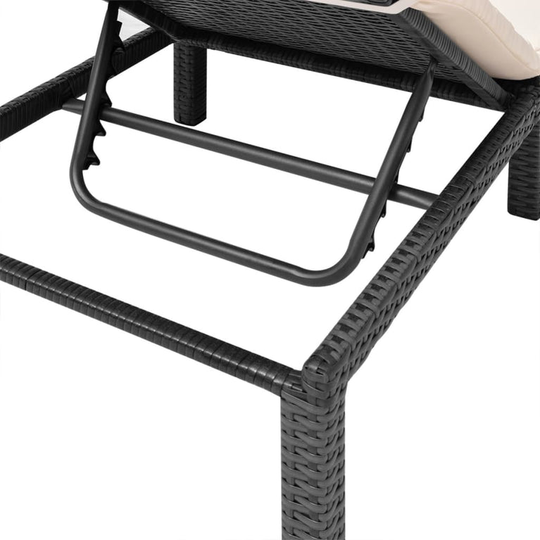 Ligbed met kussen poly rattan zwart MeubelReus