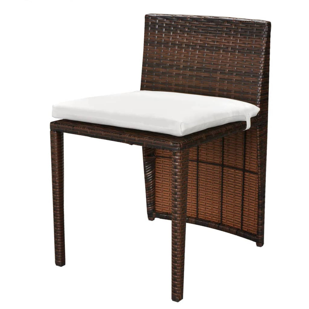 3-delige Bistroset met kussens poly rattan bruin MeubelReus