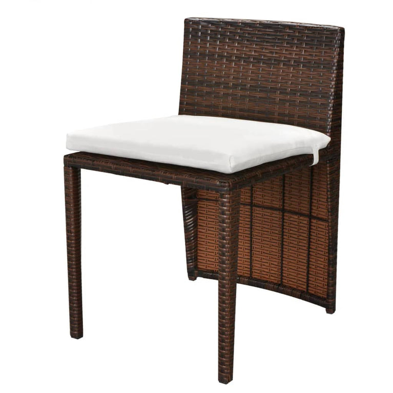 3-delige Bistroset met kussens poly rattan bruin MeubelReus